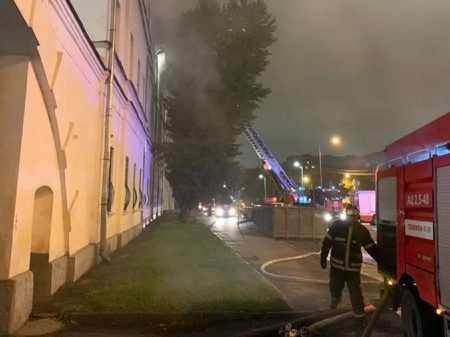 Пожар в Военном институте устранили